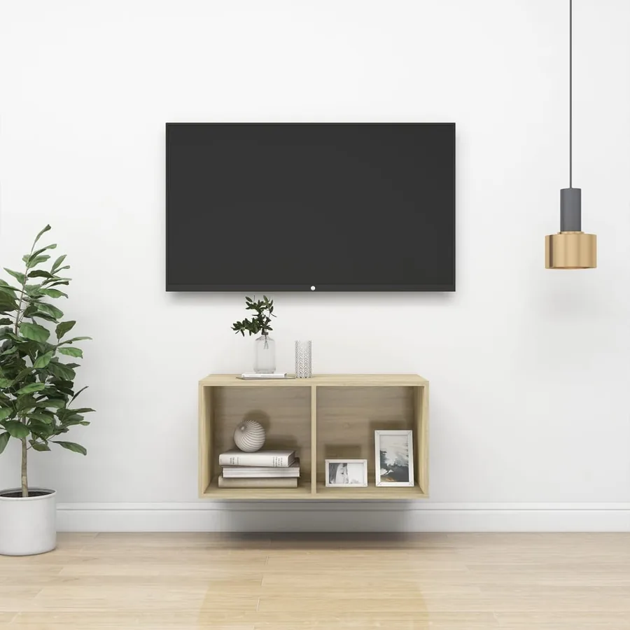 Meuble TV mural Chêne sonoma 37x37x72 cm Bois d’ingénierie