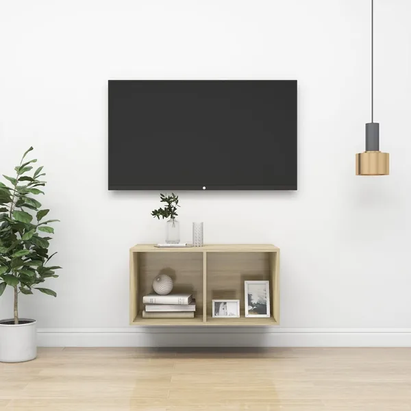 Meuble TV mural Chêne sonoma 37x37x72 cm Bois d’ingénierie