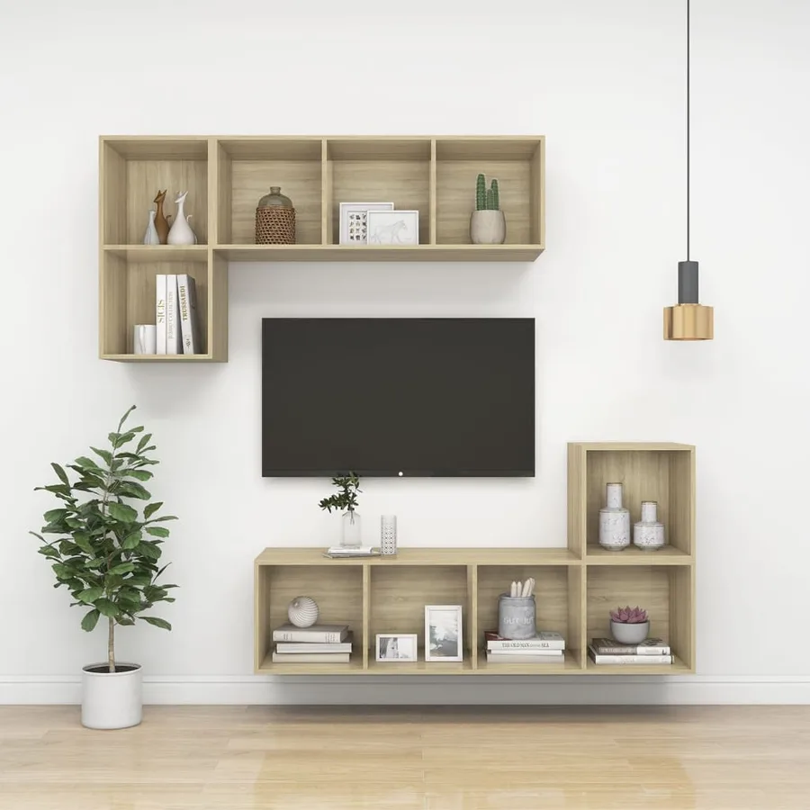 Meuble TV mural Chêne sonoma 37x37x72 cm Bois d’ingénierie - 8