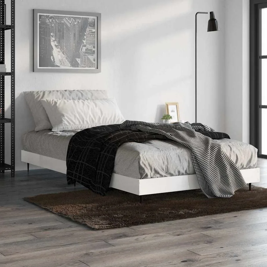 Cadre de lit sans matelas blanc brillant 90x190 cm - 4