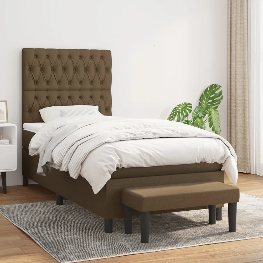 Sommier à lattes de lit avec matelas Marron foncé 100x200 cm
