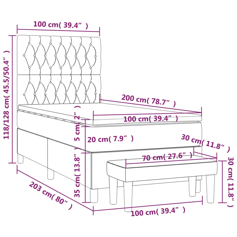Sommier à lattes de lit avec matelas Marron foncé 100x200 cm - 8