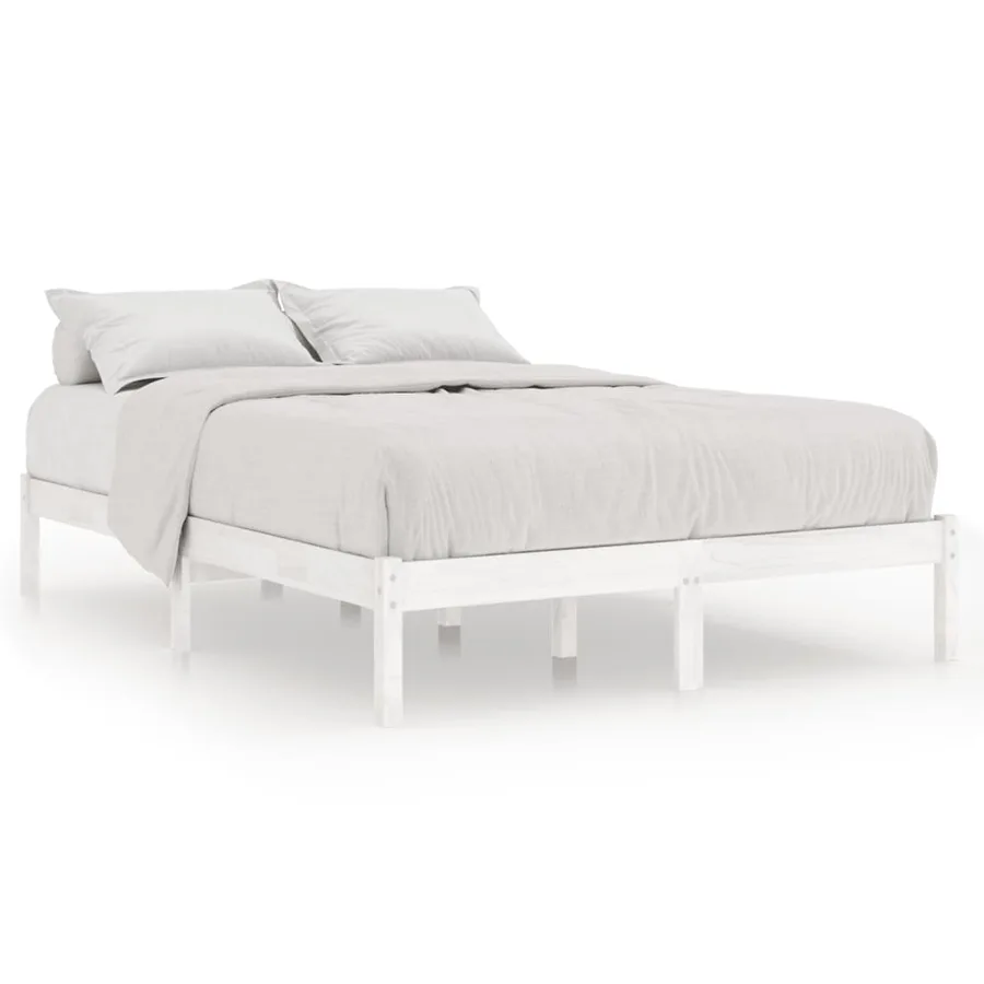 Cadre de lit sans matelas blanc bois massif 160x200 cm - 2