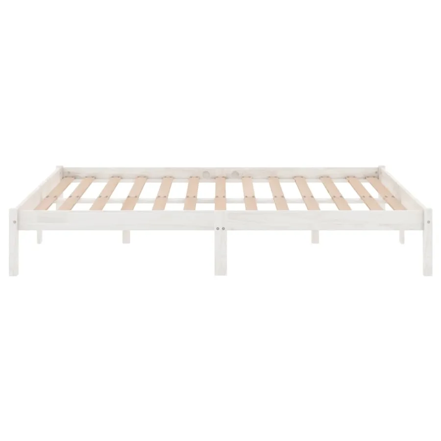 Cadre de lit sans matelas blanc bois massif 160x200 cm - 5