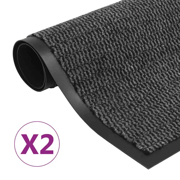 Paillassons rectangulaires 2 pcs 80 x 120 cm Anthracite