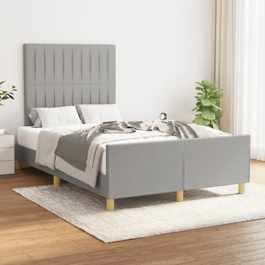 Cadre de lit sans matelas gris clair 120x200 cm tissu