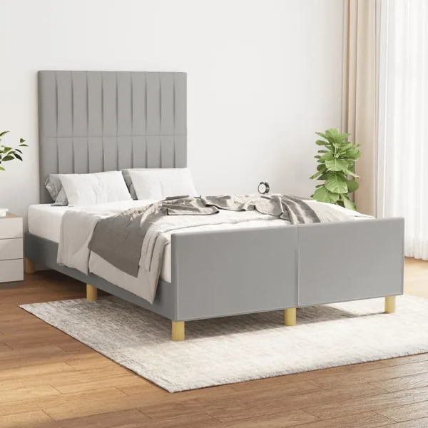 Cadre de lit sans matelas gris clair 120x200 cm tissu