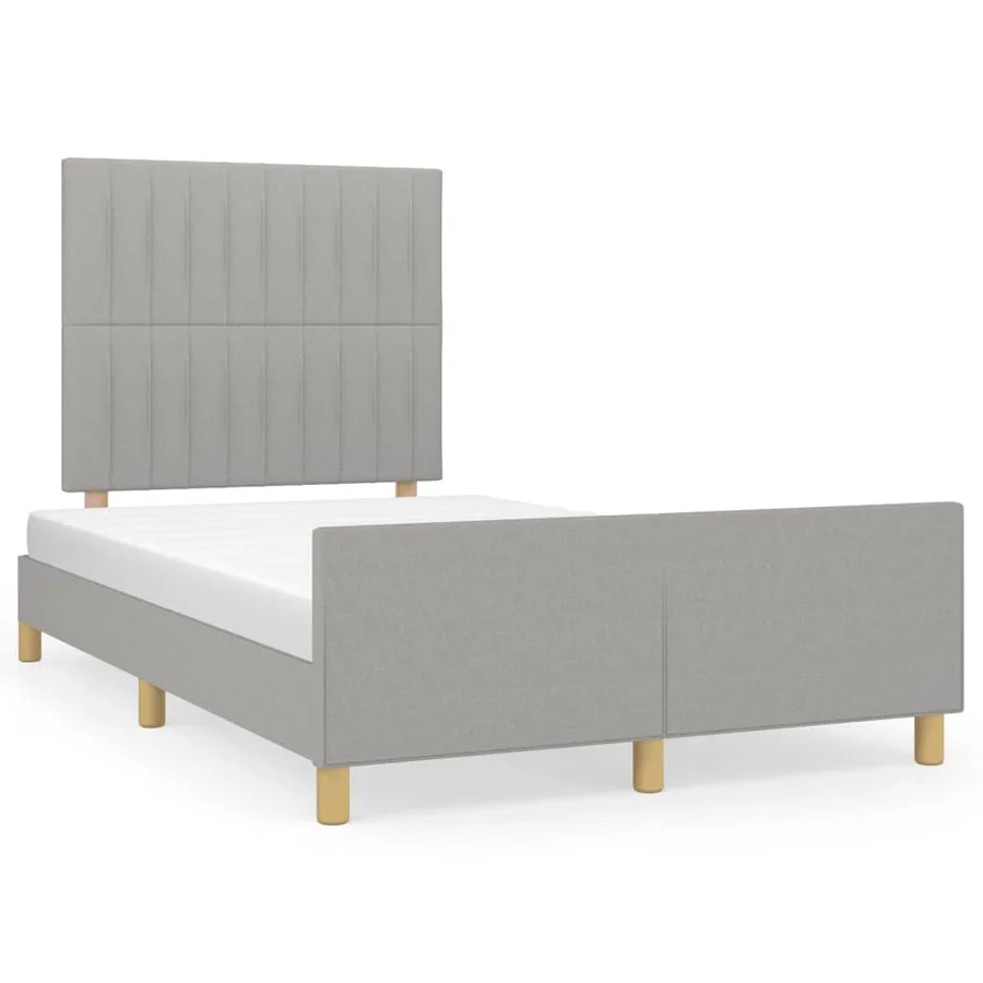 Cadre de lit sans matelas gris clair 120x200 cm tissu - 2