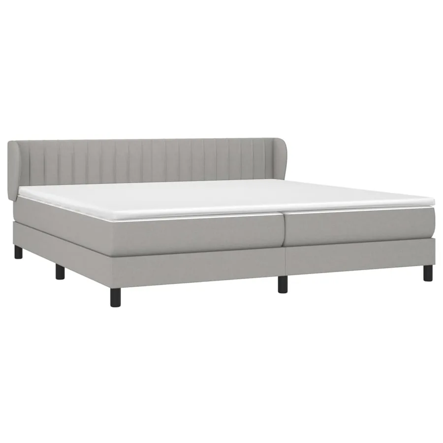 Sommier à lattes de lit avec matelas Gris clair 200x200cm Tissu - 3