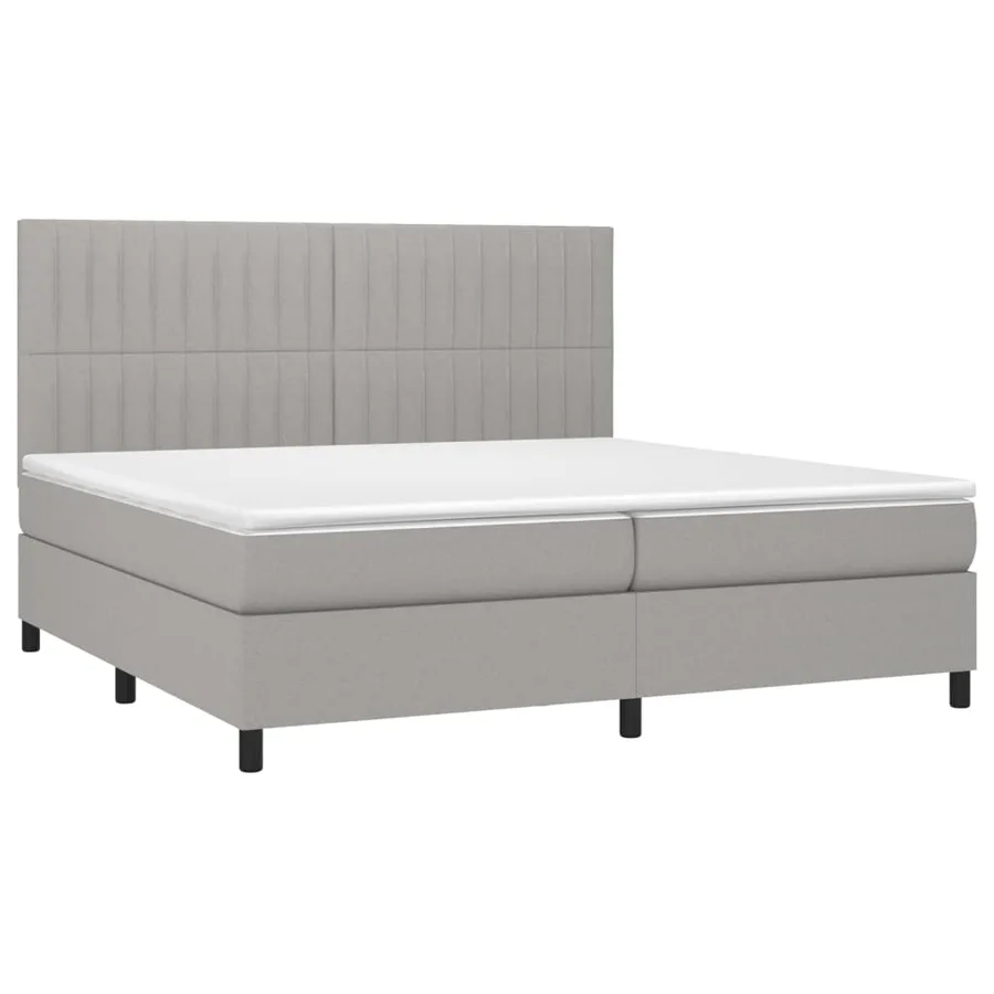 Sommier à lattes de lit et matelas et LED Gris clair 200x200 cm - 3