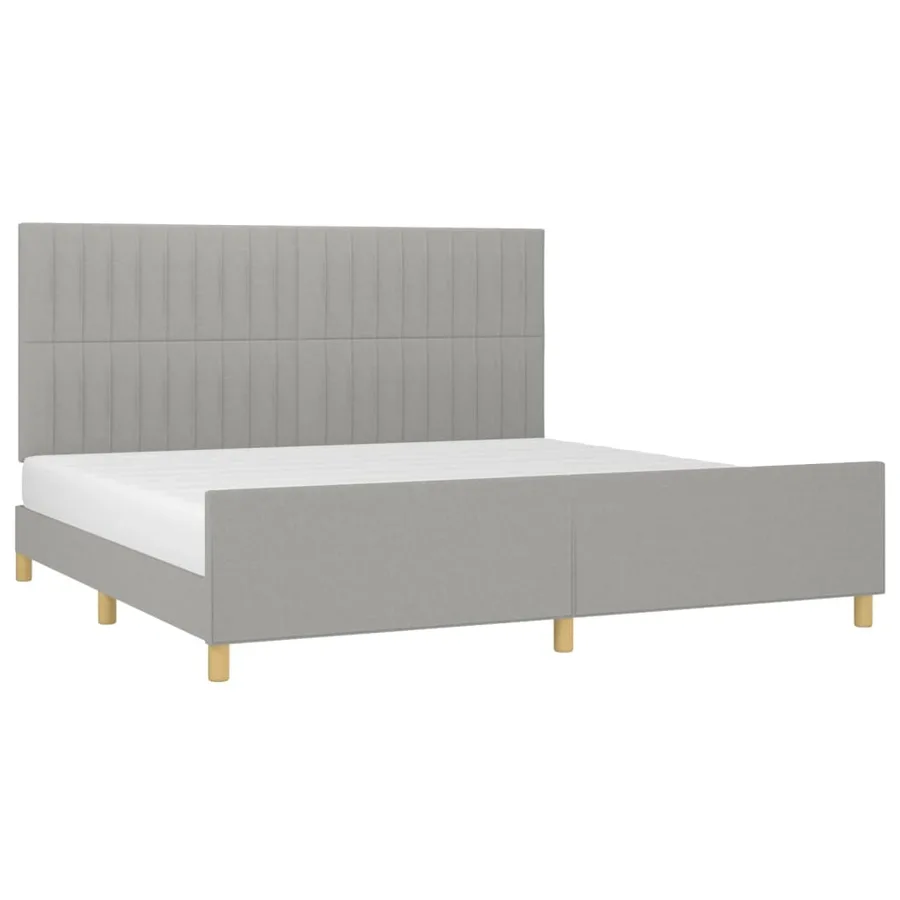 Cadre de lit sans matelas gris clair 200x200 cm tissu - 3