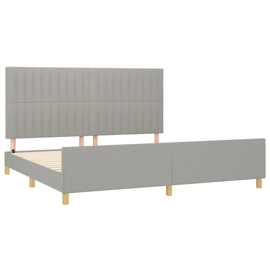 Cadre de lit sans matelas gris clair 200x200 cm tissu - 4