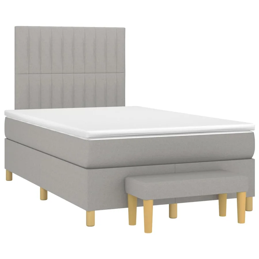 Sommier à lattes de lit avec matelas Gris clair 120x200cm Tissu - 3