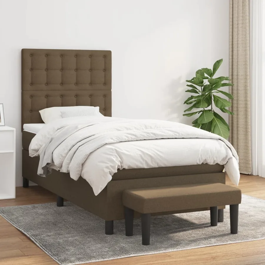 Sommier à lattes de lit avec matelas Marron foncé 100x200 cm