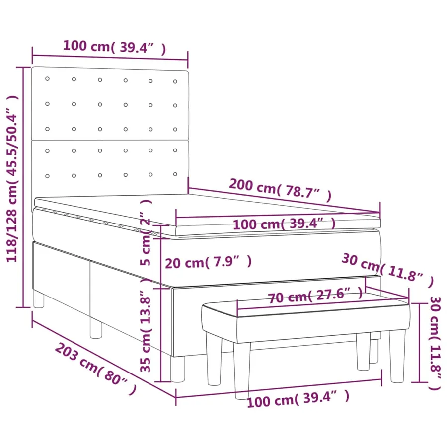 Sommier à lattes de lit avec matelas Marron foncé 100x200 cm - 8