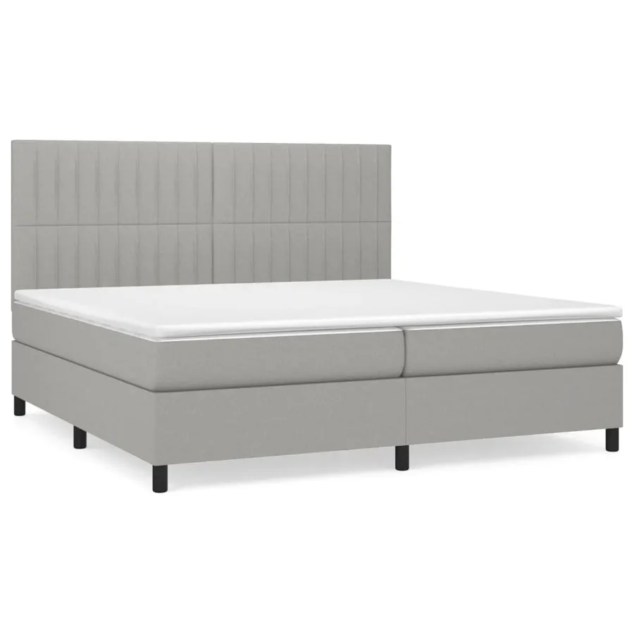 Sommier à lattes de lit avec matelas Gris clair 200x200cm Tissu - 2