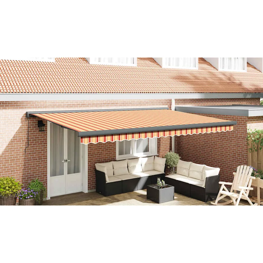 Auvent rétractable jaune et blanc 5x3 m tissu et aluminium - 10