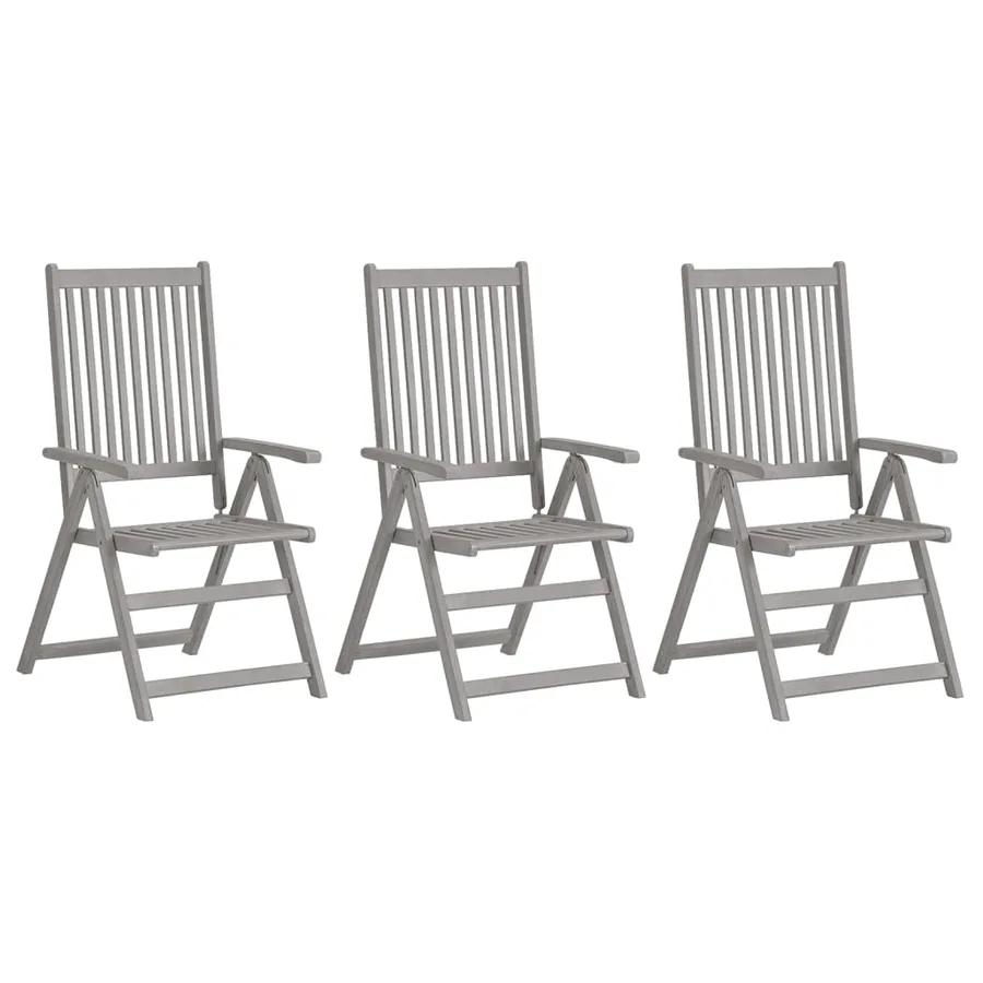 Chaises inclinables de jardin lot de 3 et coussins Bois acacia - 2