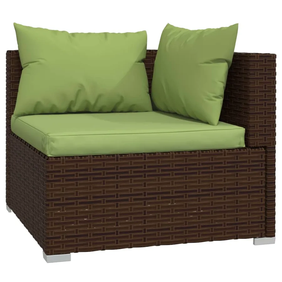Salon de jardin 7 pcs avec coussins Résine tressée Marron - 4