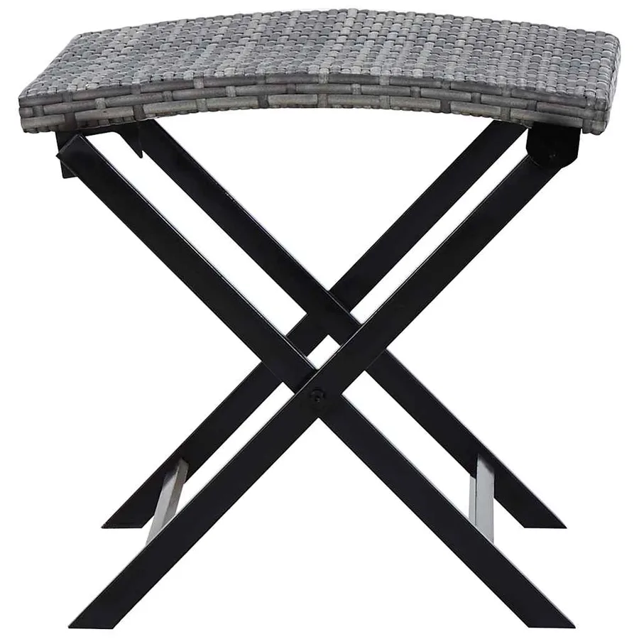 Tabouret pliable résine tressée gris - 3