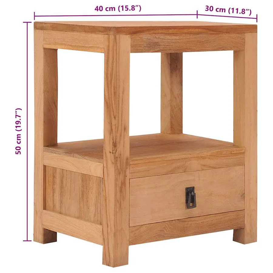Table de chevet 40x30x50 cm bois de teck massif - 8