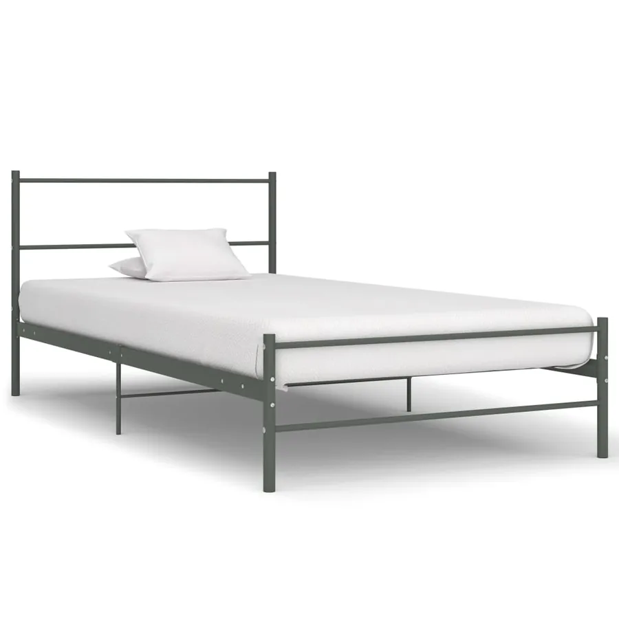 Cadre de lit sans matelas gris métal 90x200 cm