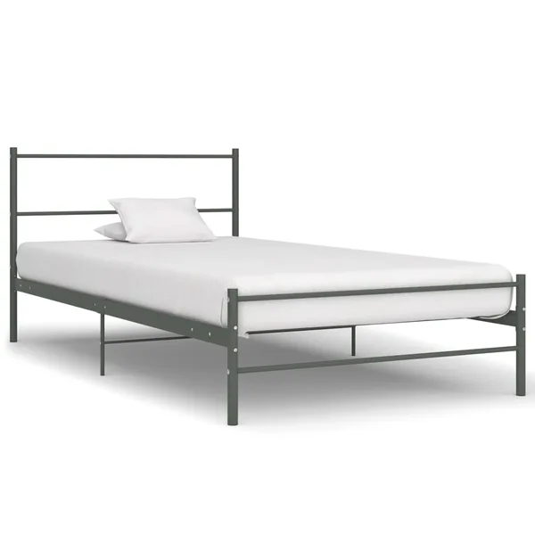 Cadre de lit sans matelas gris métal 90x200 cm