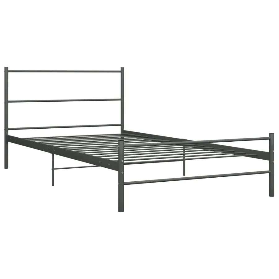 Cadre de lit sans matelas gris métal 90x200 cm - 2
