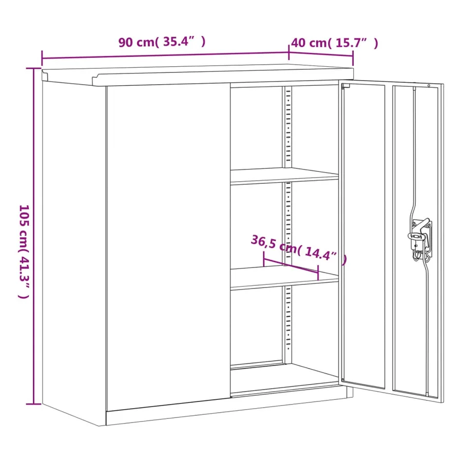 Classeur anthracite 90x40x145 cm acier - 13