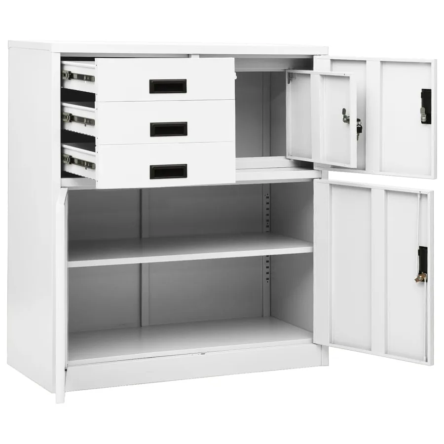 Armoire de bureau Blanc 90x40x102 cm Acier - 6