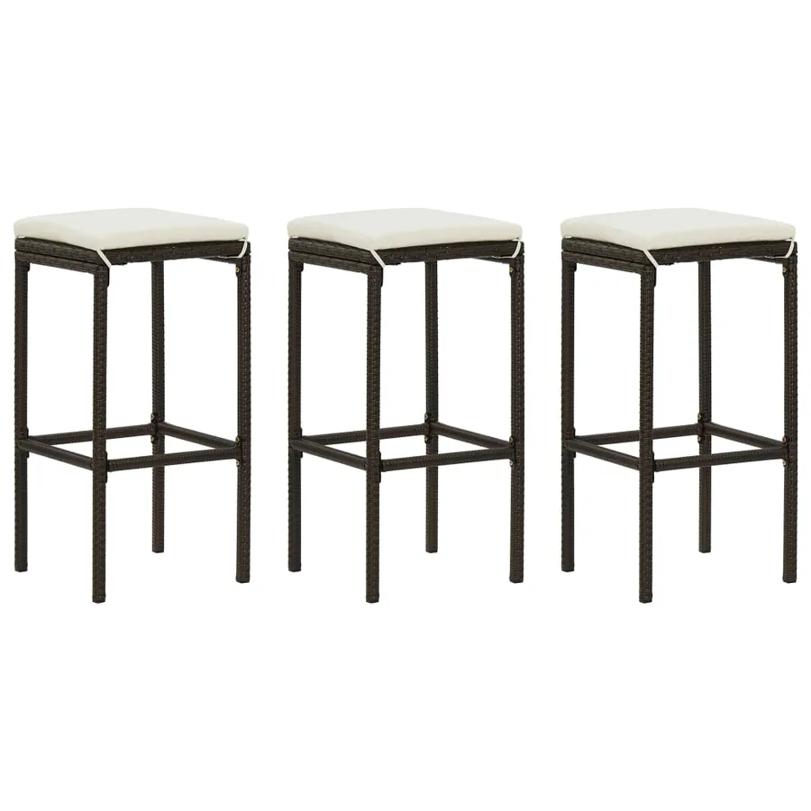 Ensemble de bar de jardin avec coussins 4 pcs Marron - 3
