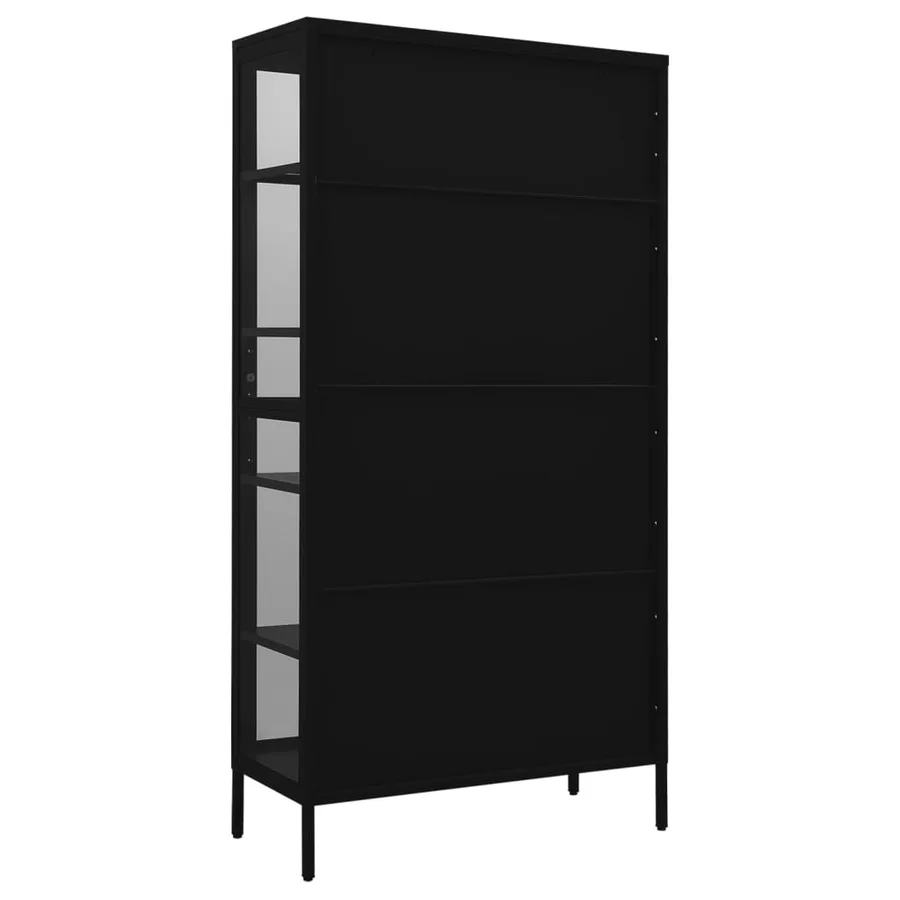 Vitrine d'exposition Noir 90x40x180 cm Acier et verre trempé - 5