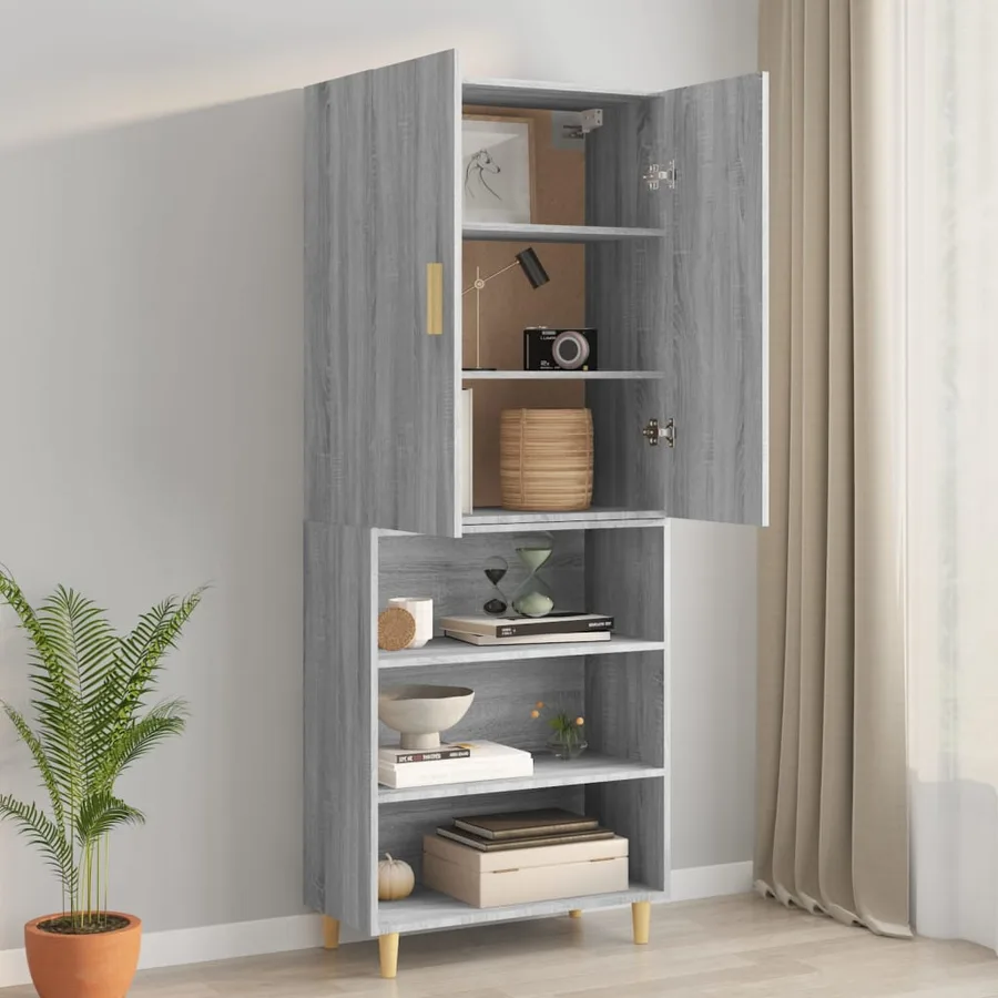 Armoire murale suspendue Sonoma gris 69,5x34x90 cm - 4