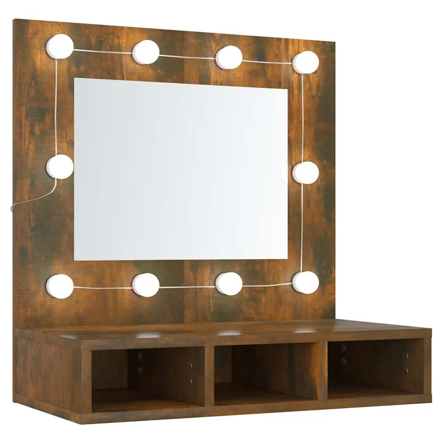 Armoire à miroir avec LED Chêne fumé 60x31,5x62 cm - 2