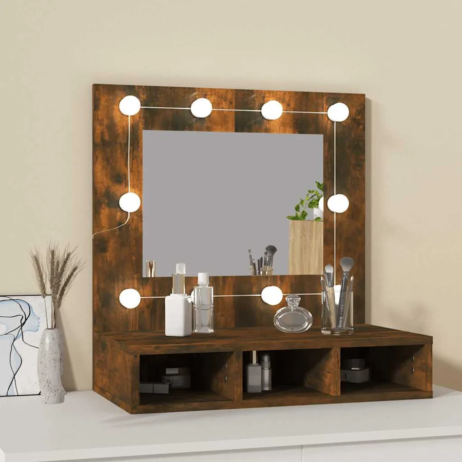 Armoire à miroir avec LED Chêne fumé 60x31,5x62 cm - 3