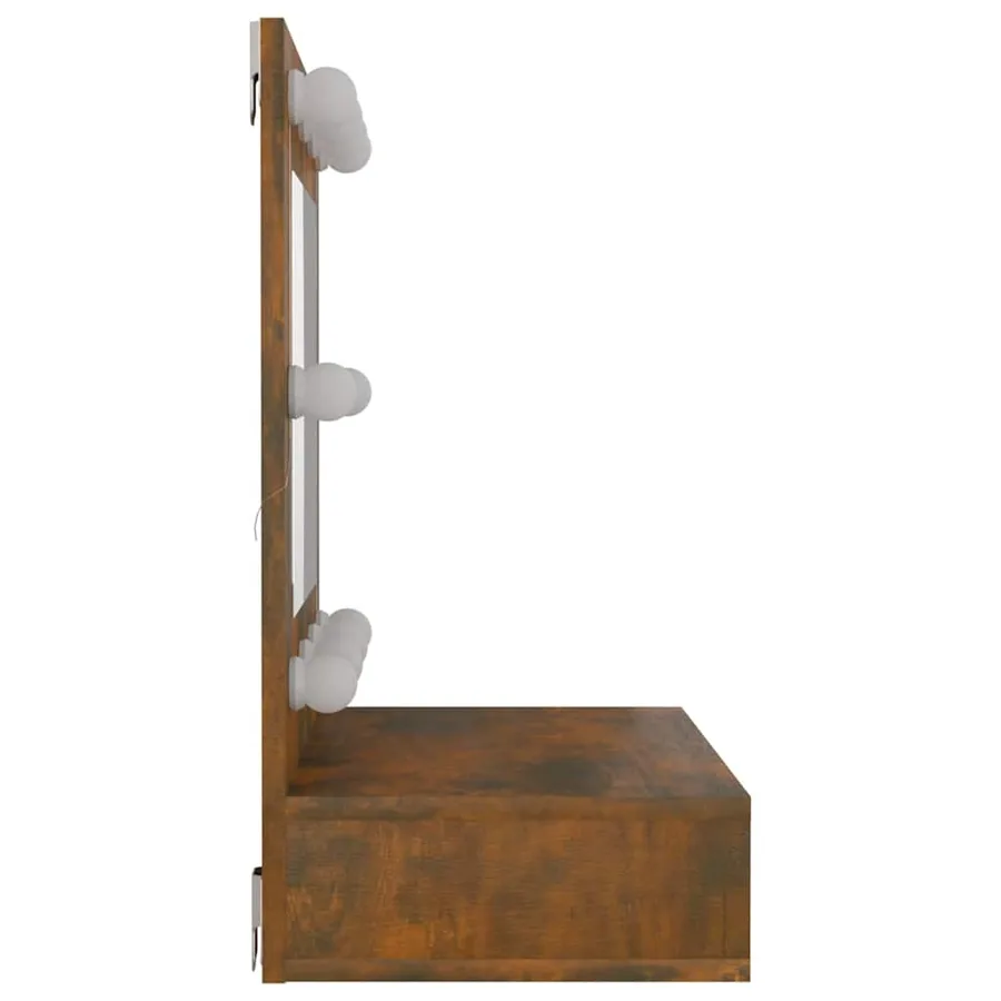 Armoire à miroir avec LED Chêne fumé 60x31,5x62 cm - 6
