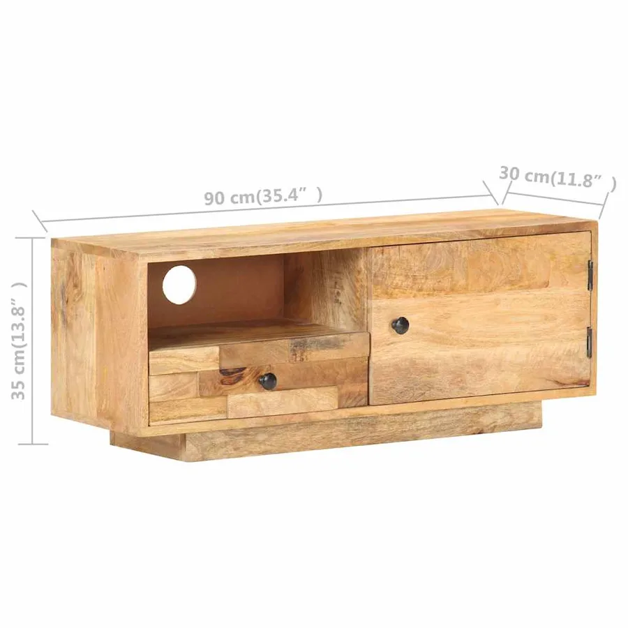 Meuble TV 90x30x35 cm Bois massif de manguier - 6