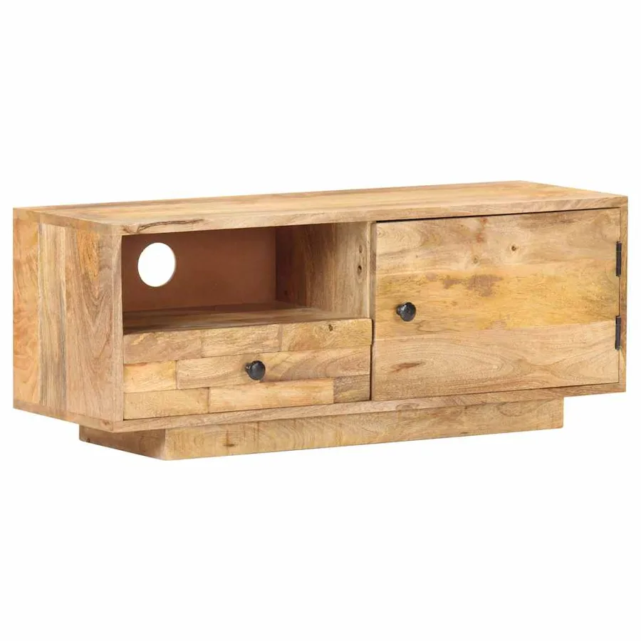 Meuble TV 90x30x35 cm Bois massif de manguier - 8