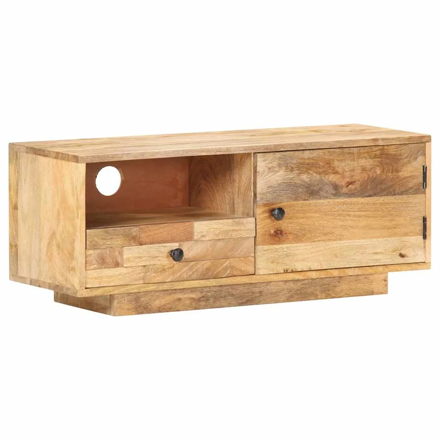 Meuble TV 90x30x35 cm Bois massif de manguier - 9