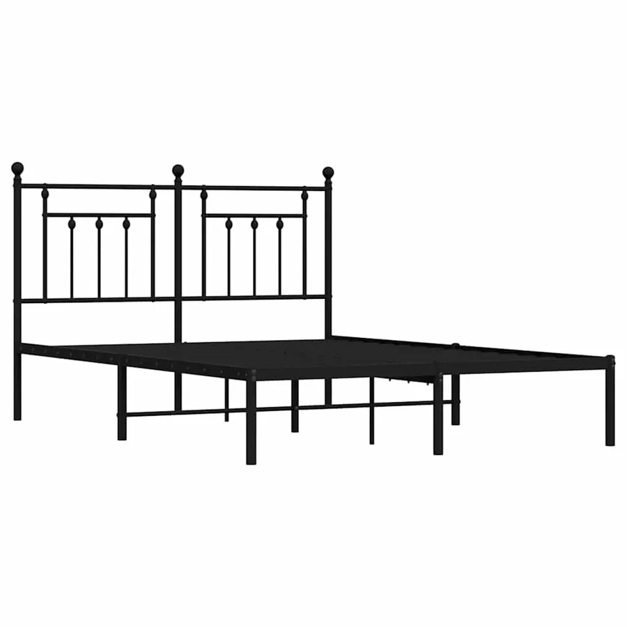Cadre de lit métal sans matelas avec tête de lit noir 140x190cm - 3