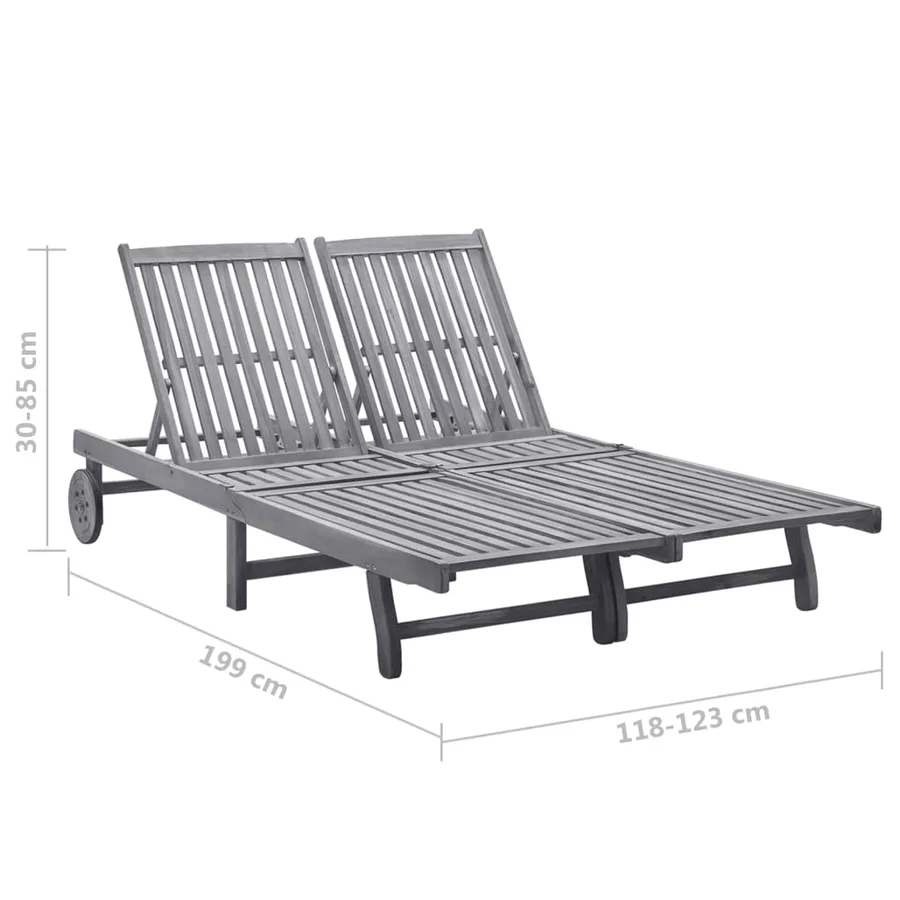 Chaise longue 2 places bois d'acacia massif - 8