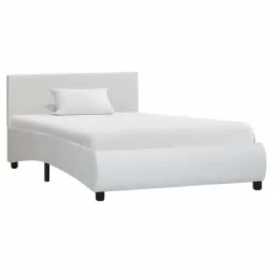 Cadre de lit avec LED sans matelas blanc similicuir 90x200 cm - 2