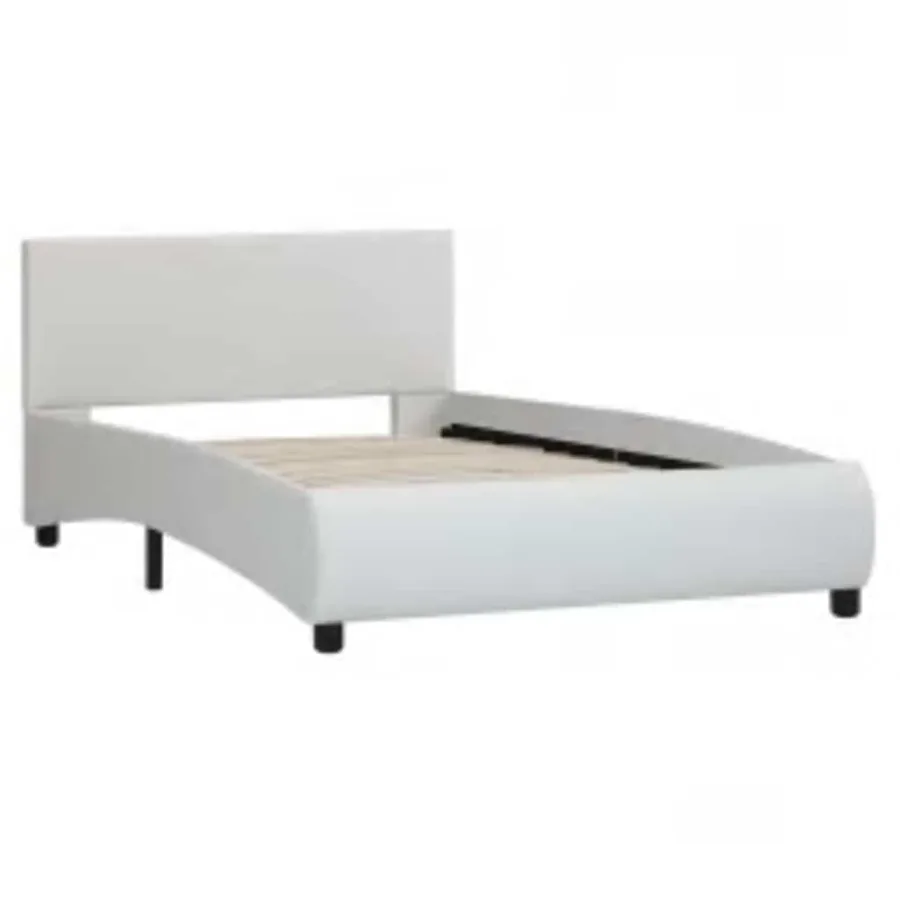 Cadre de lit avec LED sans matelas blanc similicuir 90x200 cm - 3