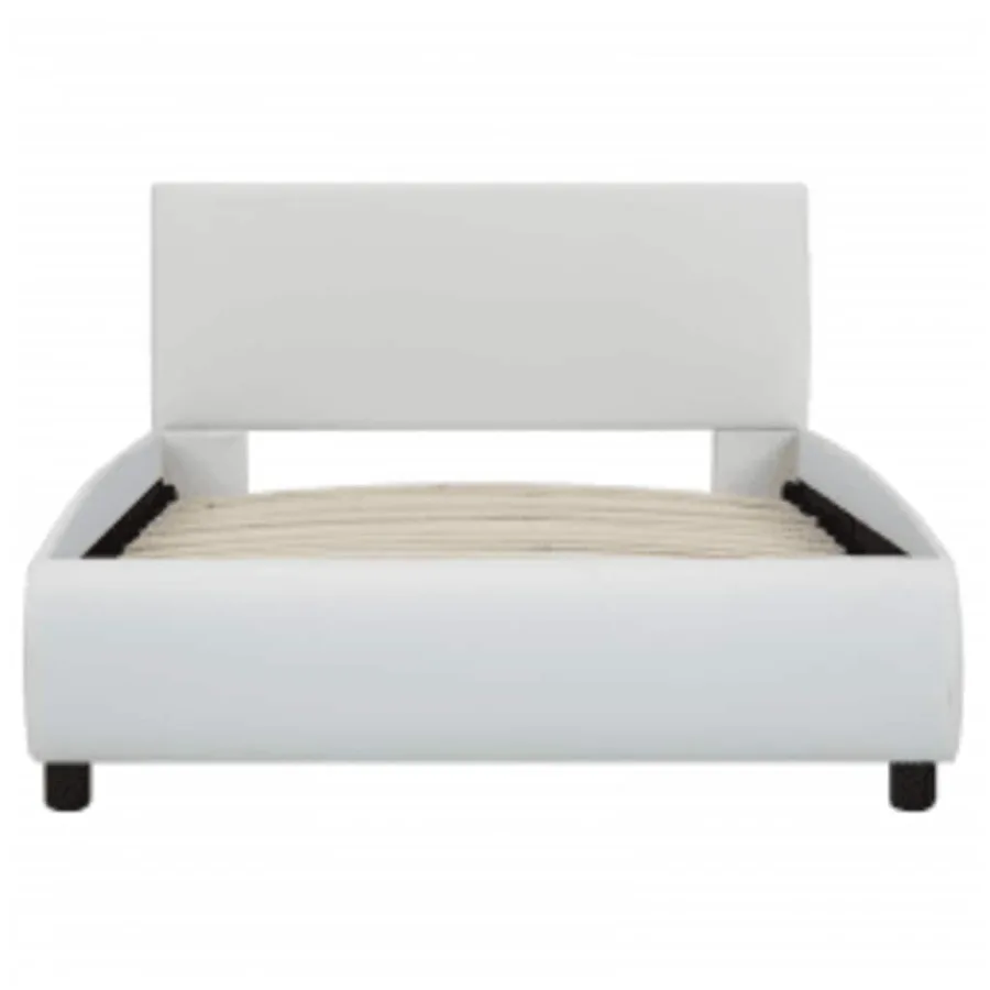 Cadre de lit avec LED sans matelas blanc similicuir 90x200 cm - 4