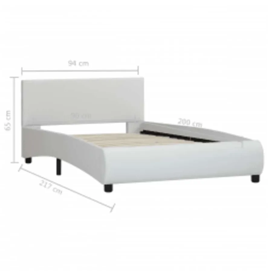 Cadre de lit avec LED sans matelas blanc similicuir 90x200 cm - 9