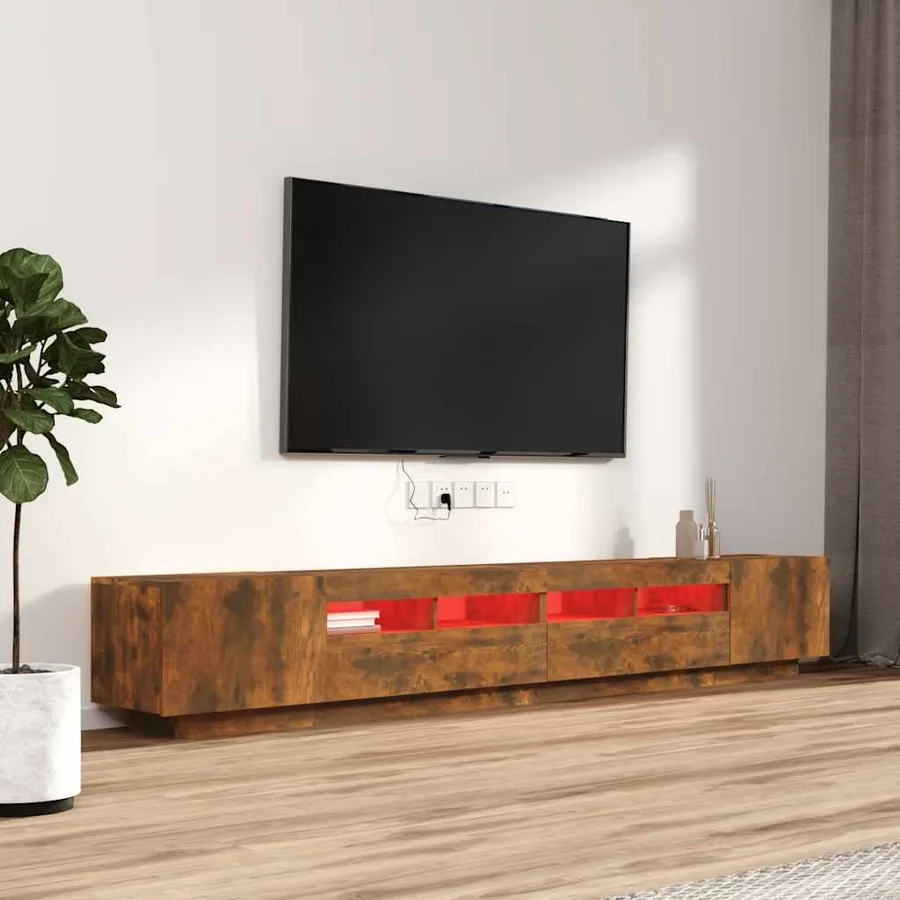 Ensemble de meubles TV avec lumières LED 3 pcs Chêne fumé - 3
