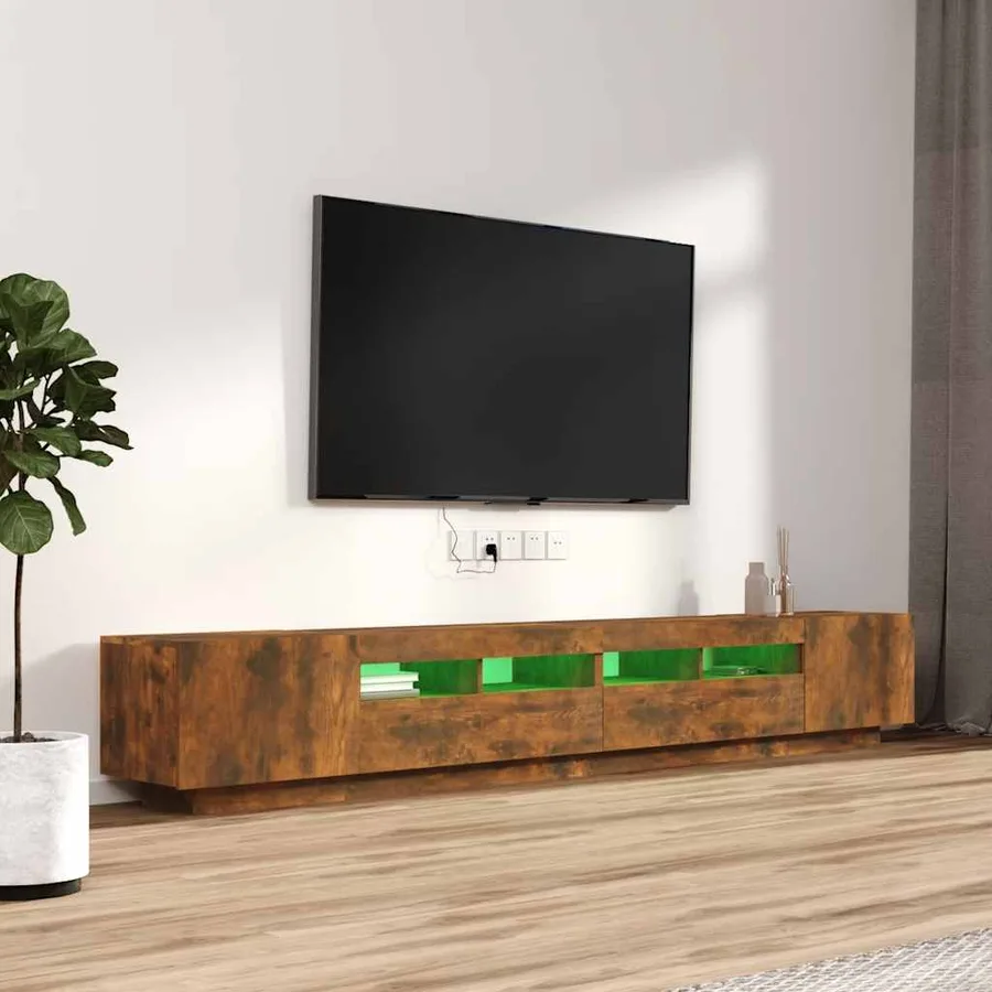 Ensemble de meubles TV avec lumières LED 3 pcs Chêne fumé - 4