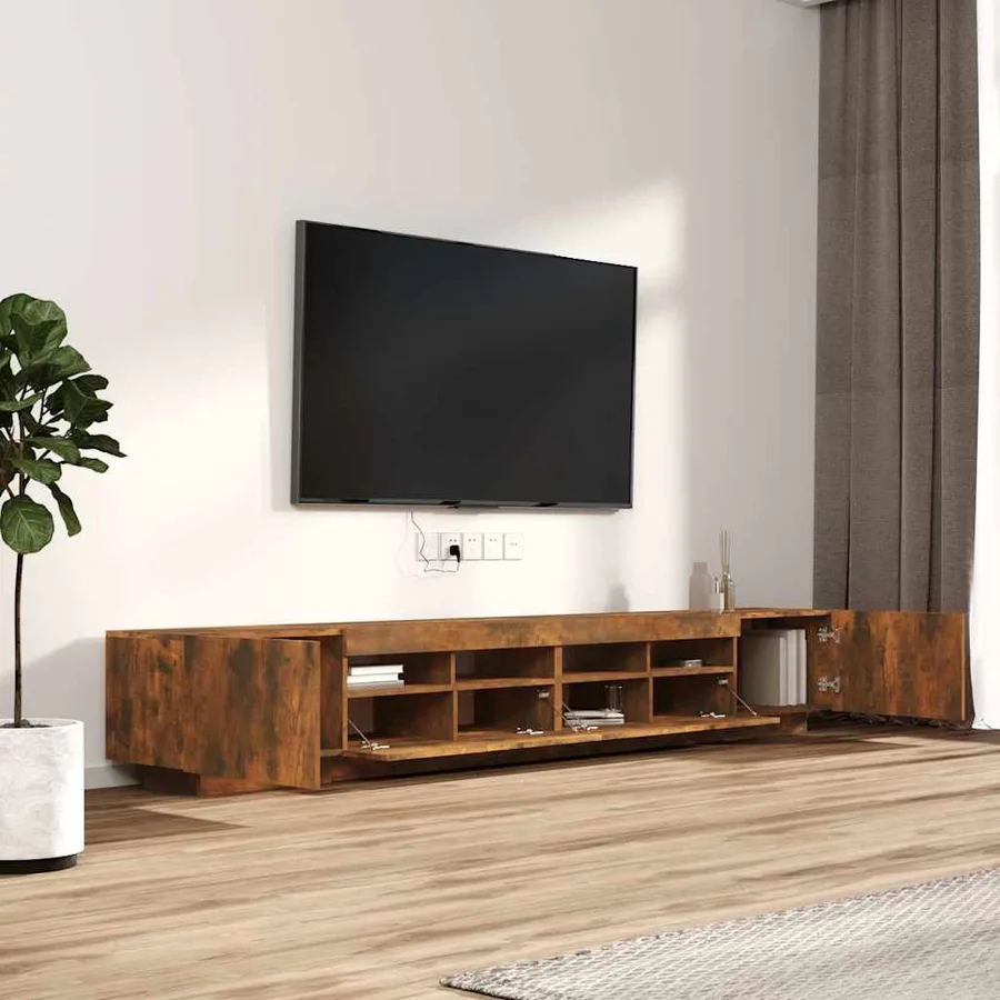Ensemble de meubles TV avec lumières LED 3 pcs Chêne fumé - 6