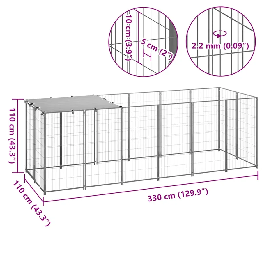 Chenil Argenté 330x110x110 cm Acier - 8