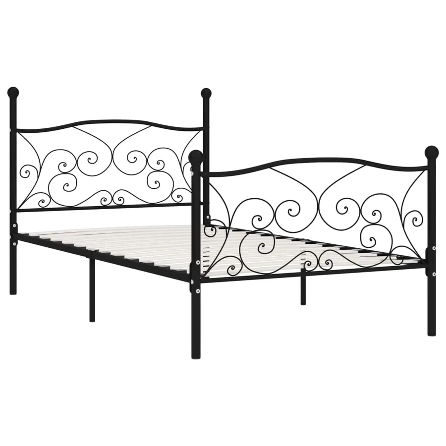 Cadre de lit sans matelas avec sommier à lattes métal 90x200 cm - 2